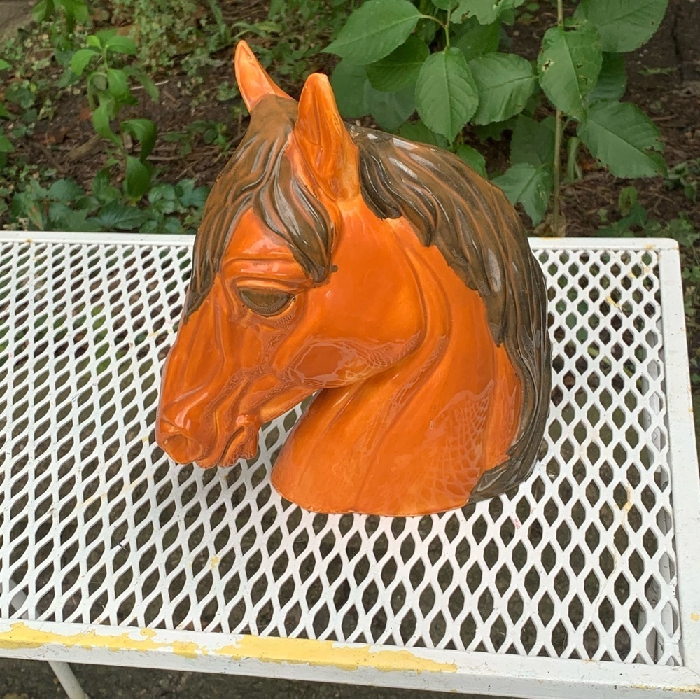 Vintage Ceramic Horse Head Dated 1969 Mar Co Equestrian Mid Century 60s